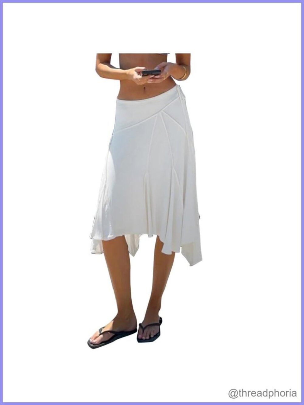 High Waist Ruffle Hem Asymmetric Midi Skirt 100% Polyester Flowy Beach Vacation